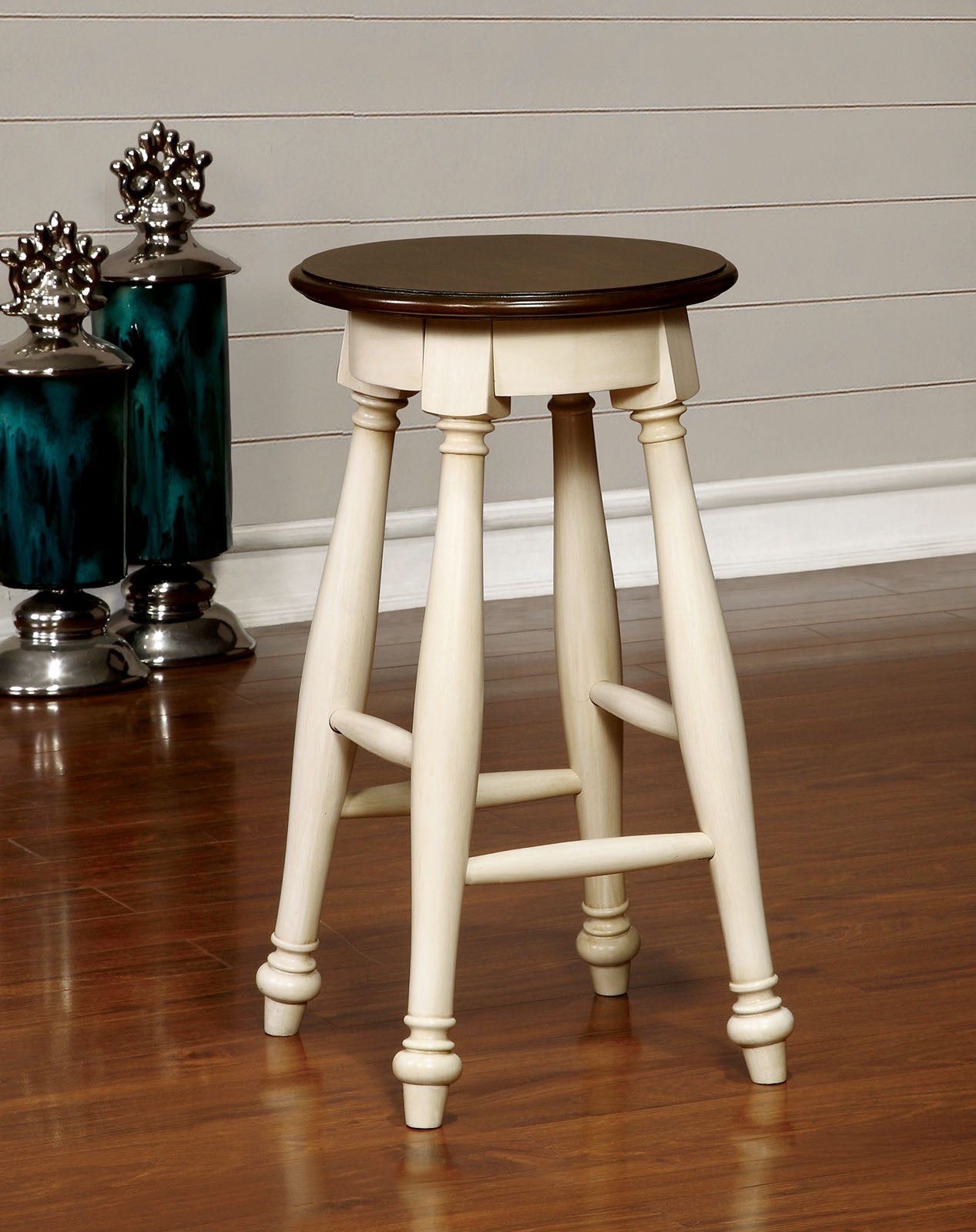 SABRINA Off White/Cherry Counter Ht. Stool, Cherry & White (2/CTN) - ATL FURNITURE