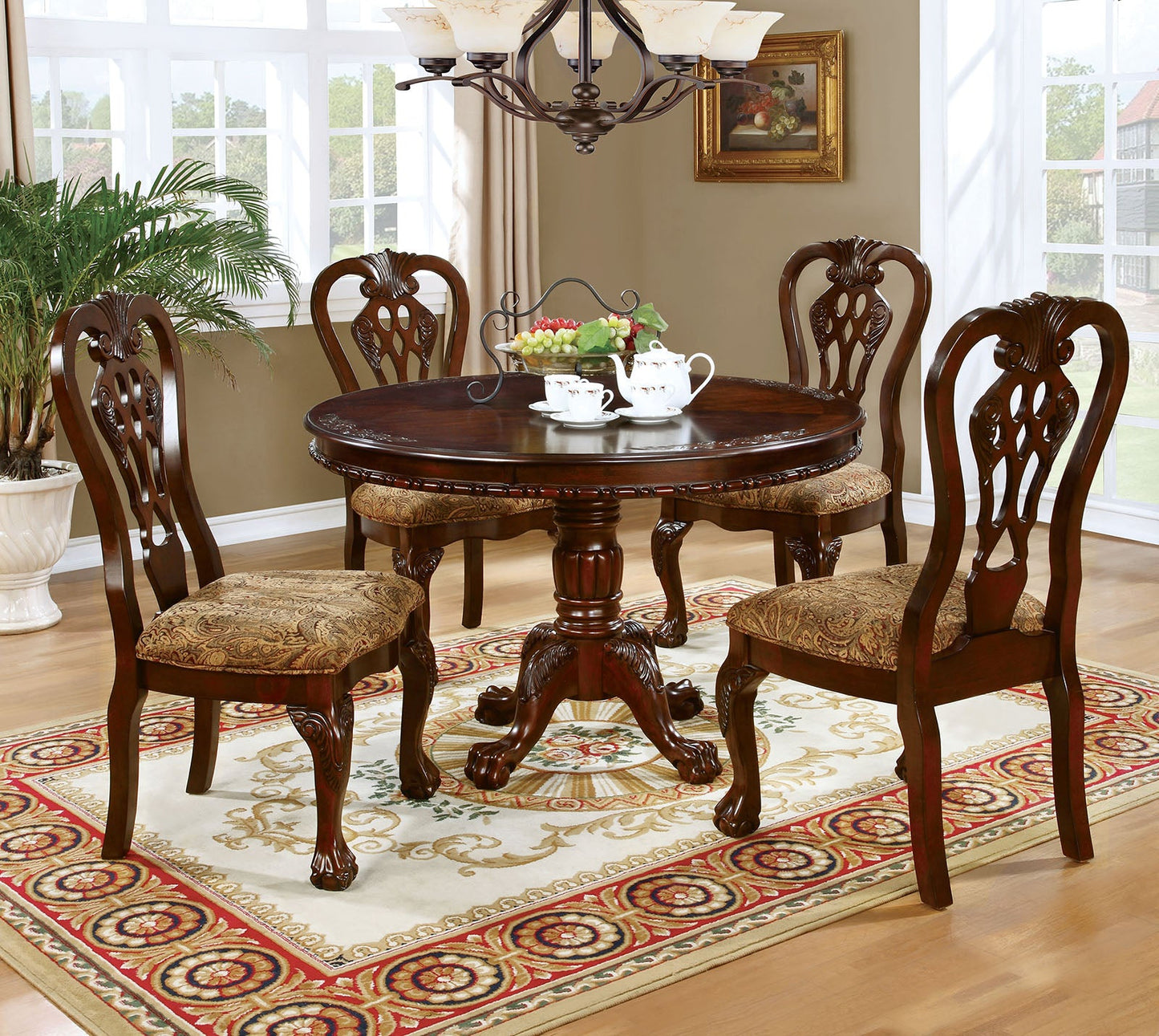 Elana Brown Cherry Round Dining Table - ATL FURNITURE