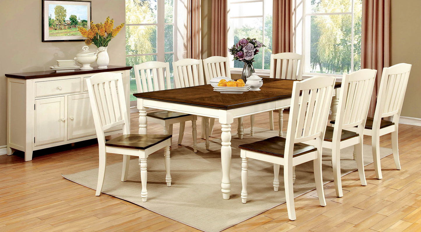 HARRISBURG Vintage White/Dark Oak 7 Pc. Dining Table Set - ATL FURNITURE