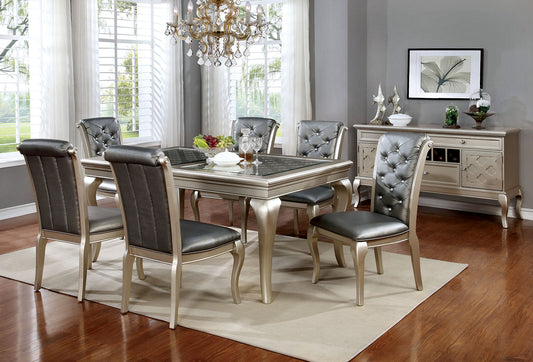 Amina Champagne 66" Dining Table - ATL FURNITURE