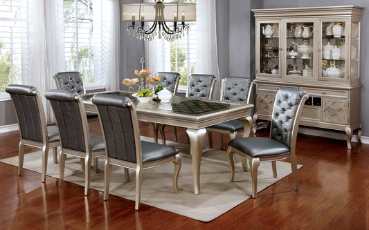Amina Champagne 7 Pc. Dining Table Set - ATL FURNITURE