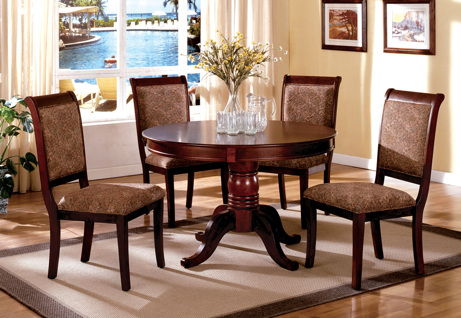 St. Nicholas II Antique Cherry 5 Pc. Round Dining Table Set - ATL FURNITURE