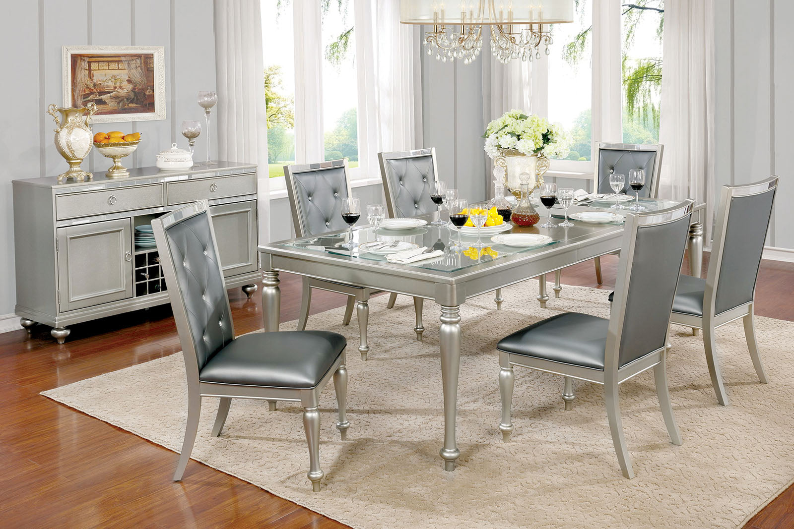 SARINA Silver Dining Table - ATL FURNITURE