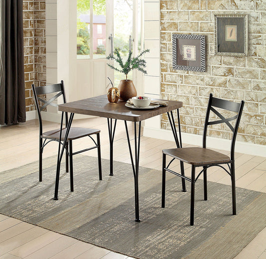 SLINGSBURY Antique Brown & Dark Bronze 3 Pc. 29" Dining Table Set, Antique Brown - ATL FURNITURE