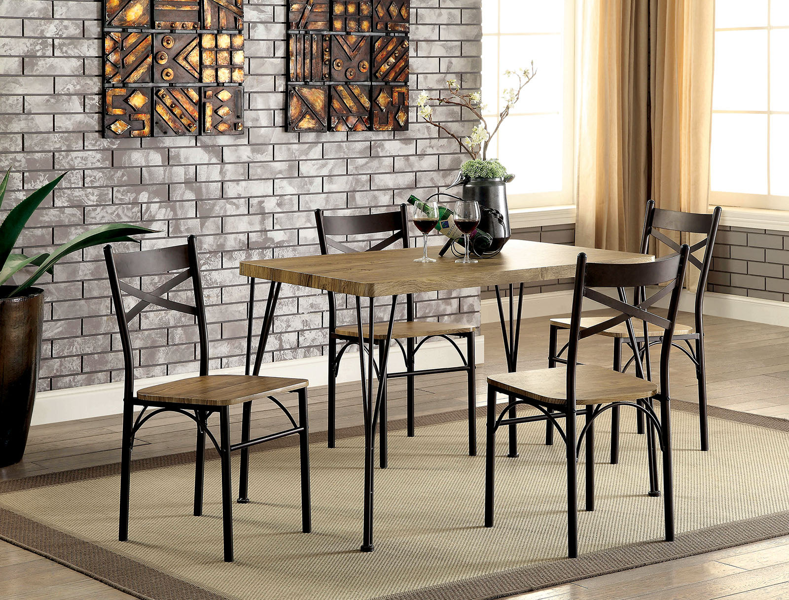 BANBURY Gray/Dark Bronze 5 Pc. 43" Dining Table Set, Gray - ATL FURNITURE