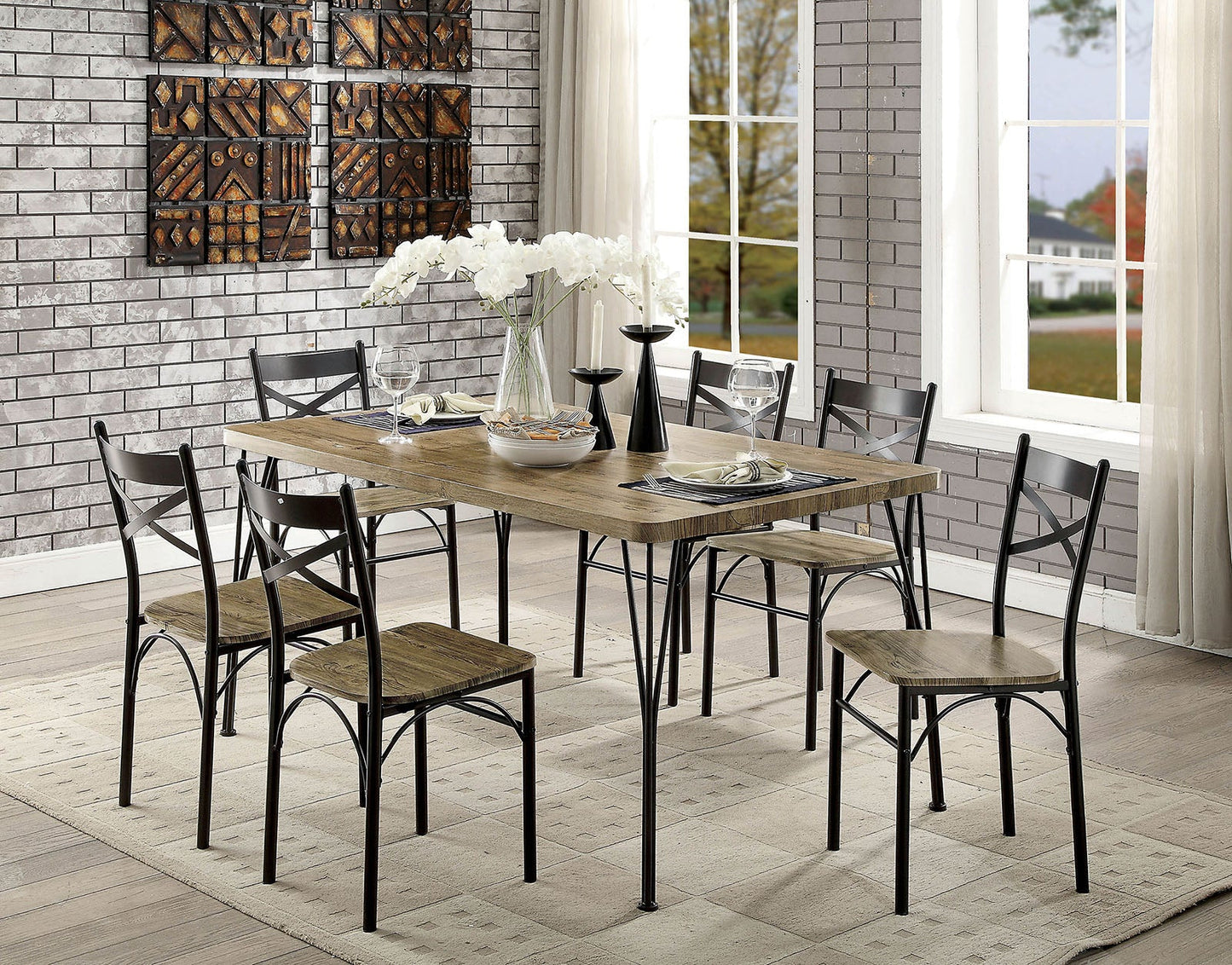 Banbury Gray/Dark Bronze 7 Pc. 60" Dining Table Set, Gray - ATL FURNITURE