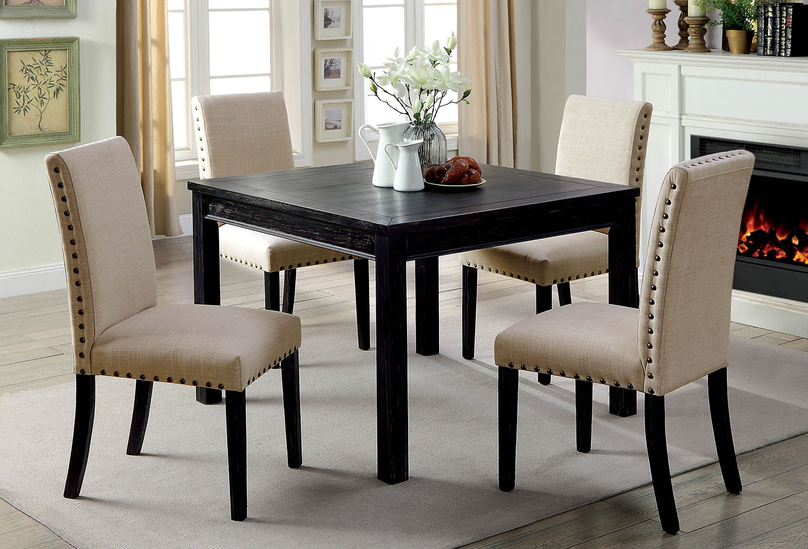 Kristie Antique Black 5 Pc. Dining Table Set - ATL FURNITURE