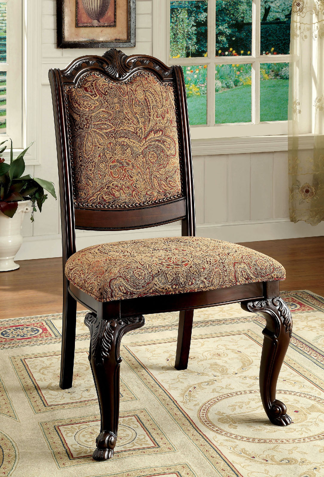 BELLAGIO Brown Cherry/Pattern Fabric Side Chair (2/CTN) - ATL FURNITURE