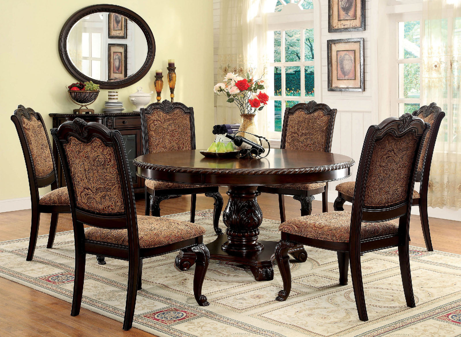 BELLAGIO Brown Cherry 5 Pc. Dining Table Set - ATL FURNITURE