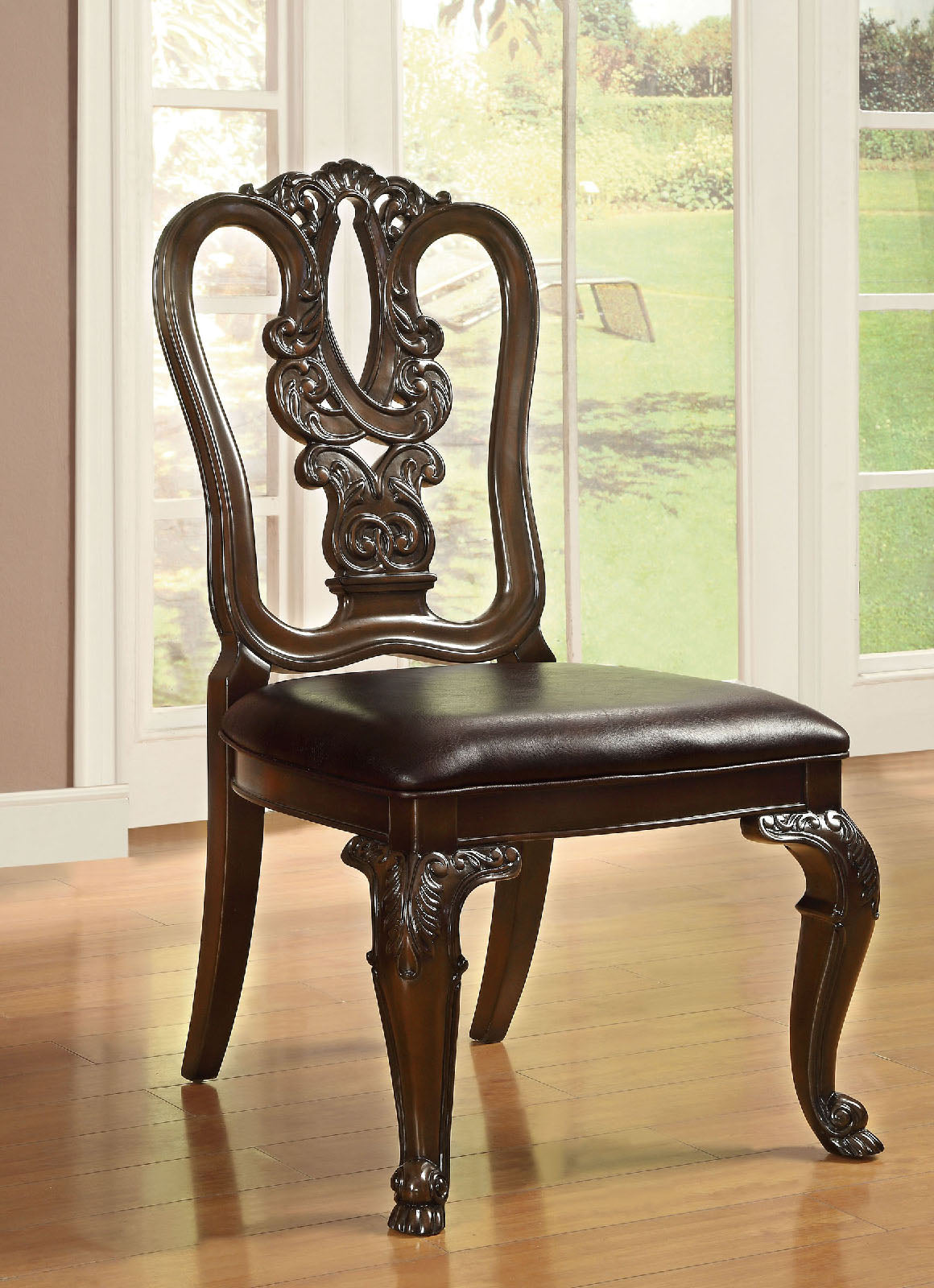 Bellagio Brown Cherry Wooden Side Chair (2/CTN) - ATL FURNITURE