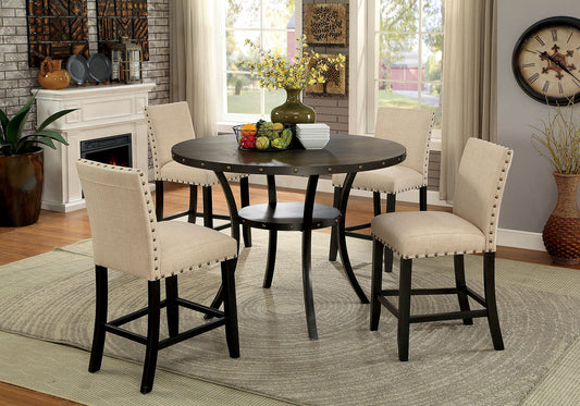 Kaitlin Light Walnut 5 Pc. Round Dining Table Set - ATL FURNITURE