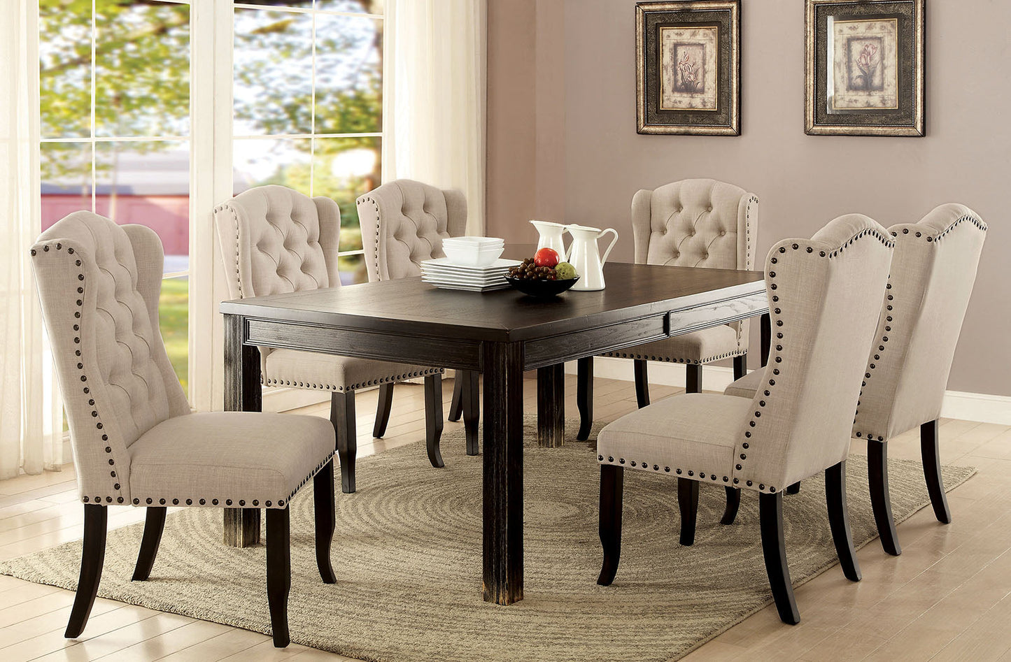 Sania I Antique Black 72" Dining Table - ATL FURNITURE