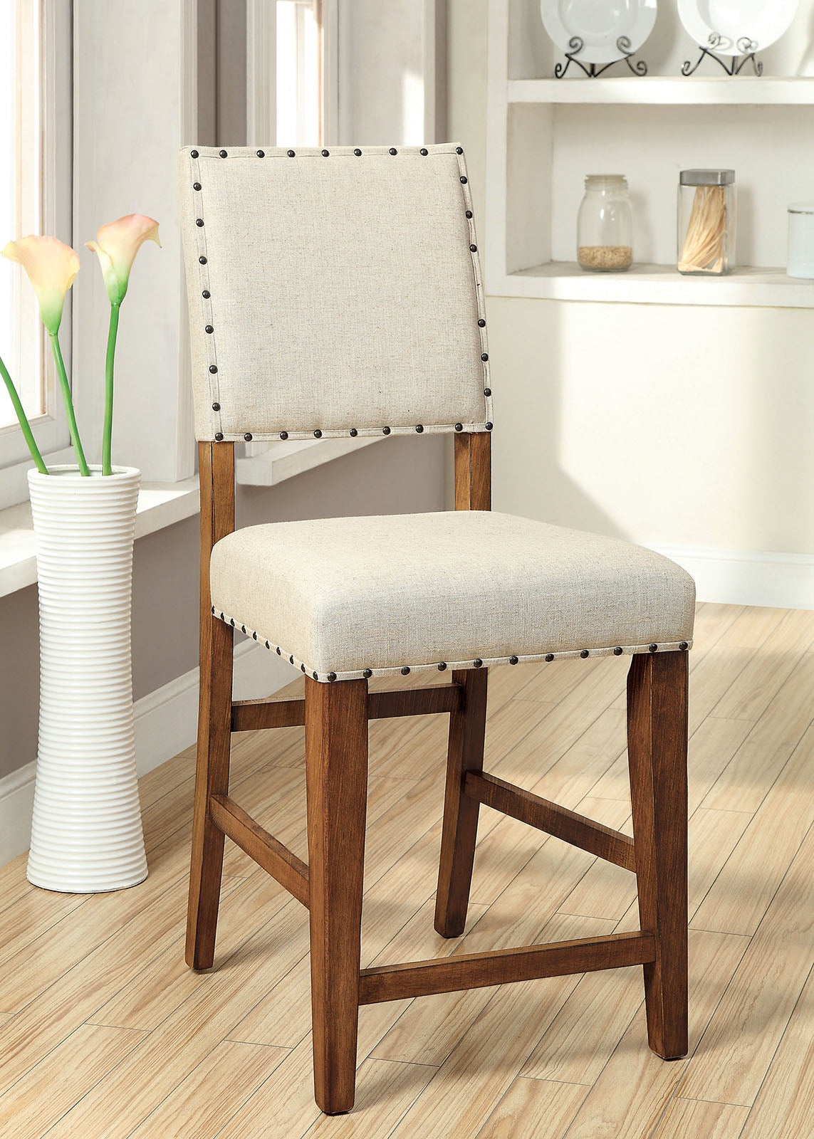 SANIA Rustic Oak Counter Ht. Chair (2/CTN) - ATL FURNITURE