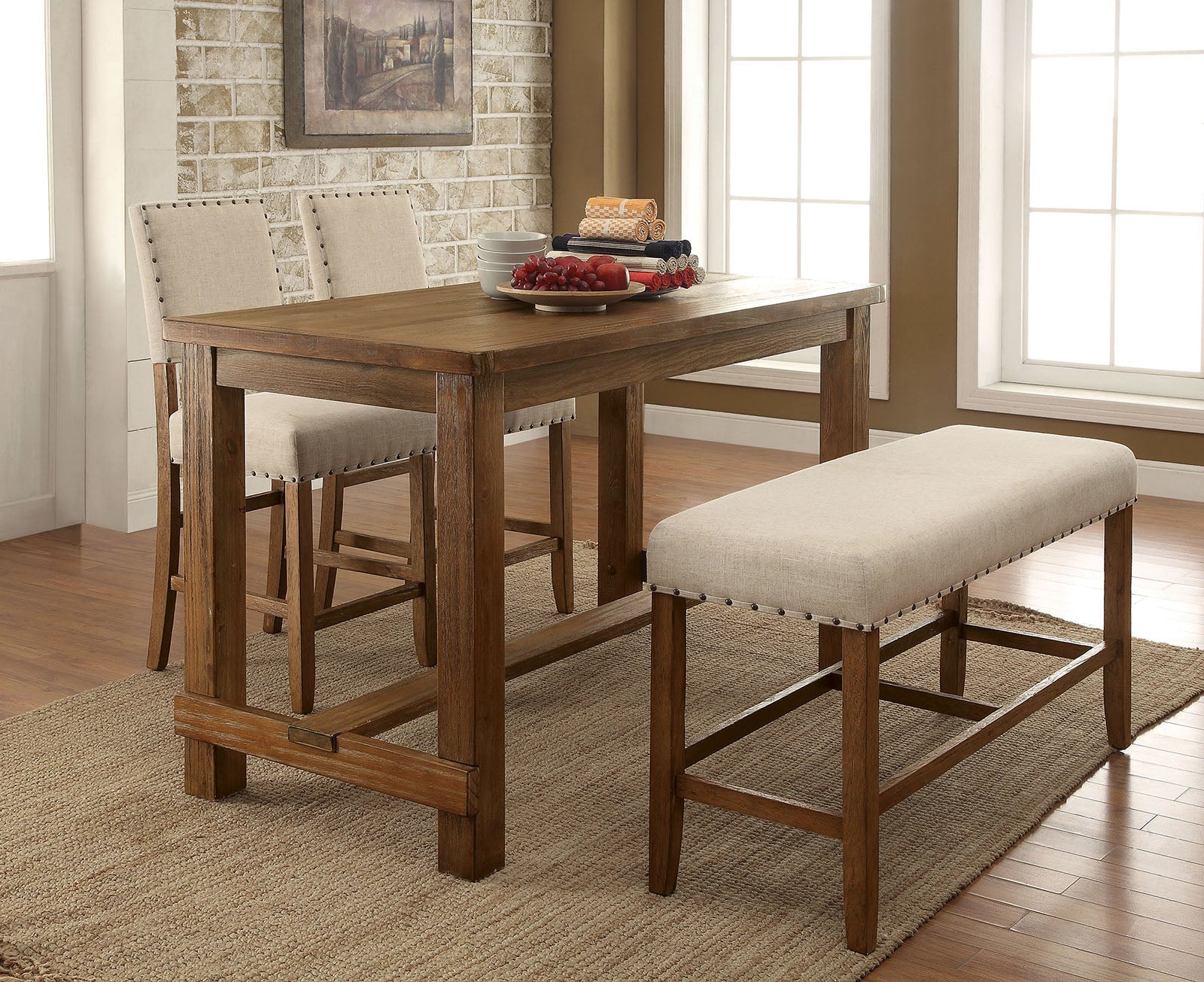 SANIA Natural Tone 5 Pc. Counter Ht. Table Set - ATL FURNITURE