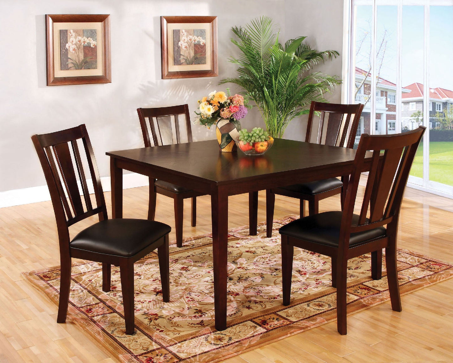 Bridgette I Espresso 5 Pc. Sq. Dining Table Set - ATL FURNITURE