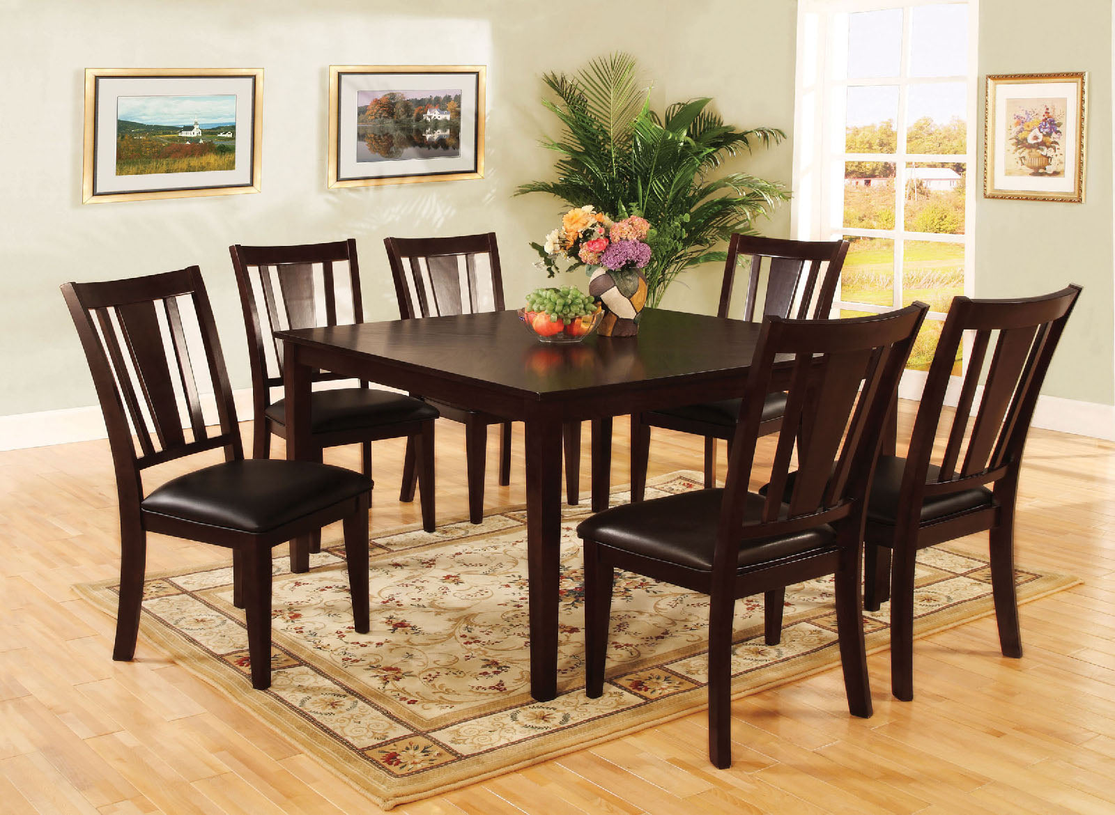 Bridgette I Espresso 7 Pc. Sq. Dining Table Set - ATL FURNITURE