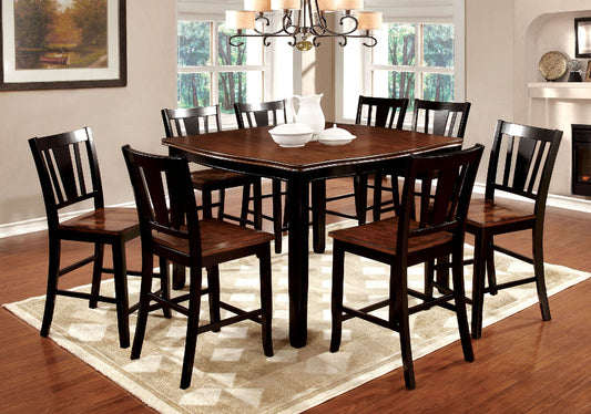 DOVER II Black/Cherry 9 Pc. Counter Ht. Dining Table Set - ATL FURNITURE