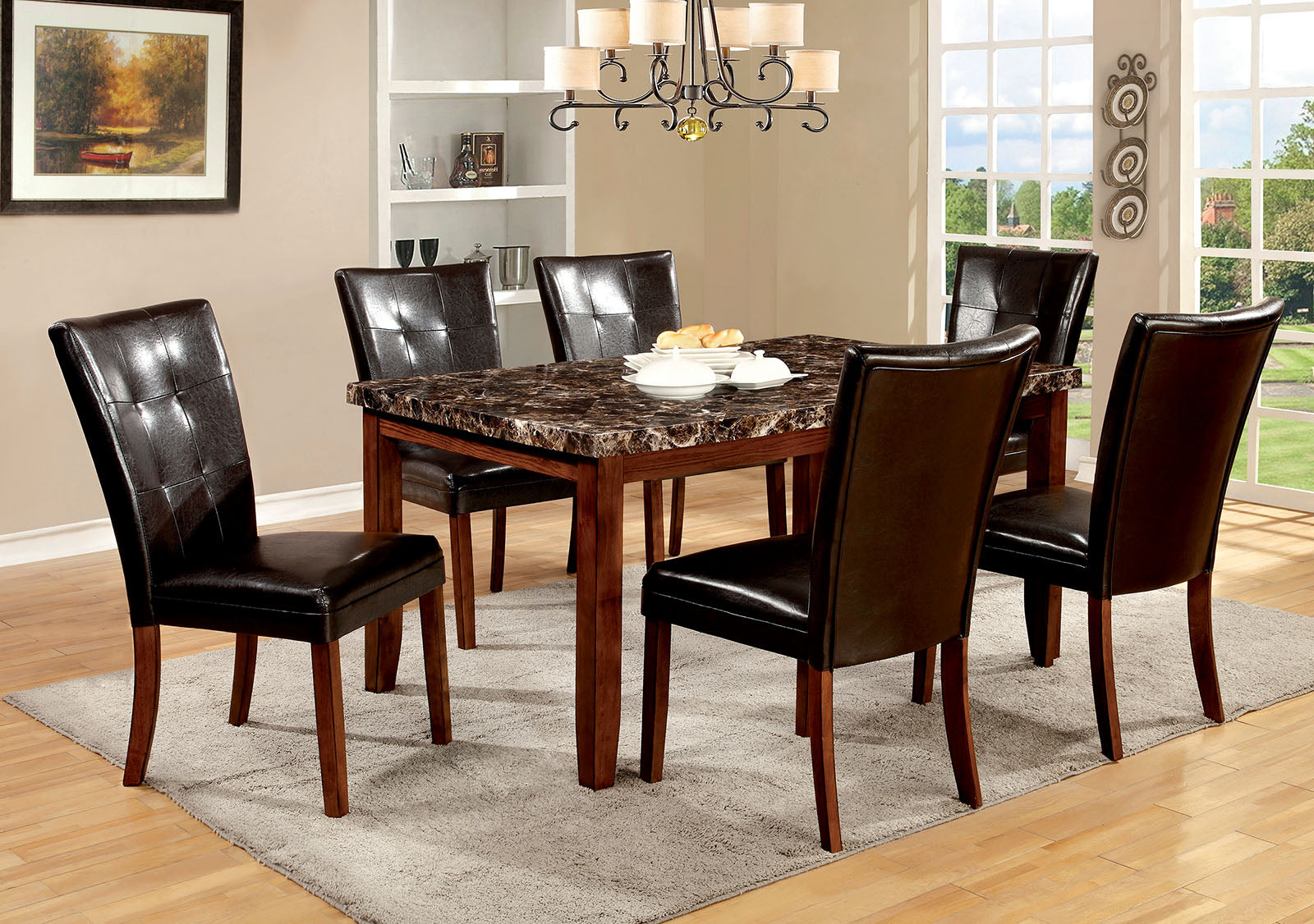 ELMORE Antique Oak 7 Pc. Dining Table Set - ATL FURNITURE