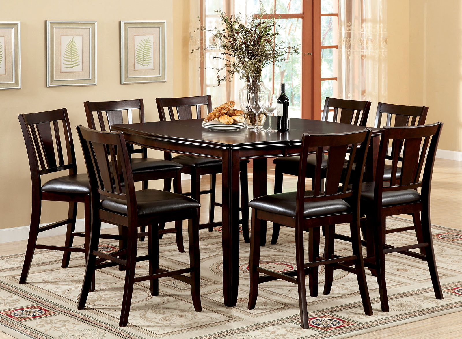 Edgewood II Espresso 7 Pc. Sq. Counter Ht. Table Set - ATL FURNITURE