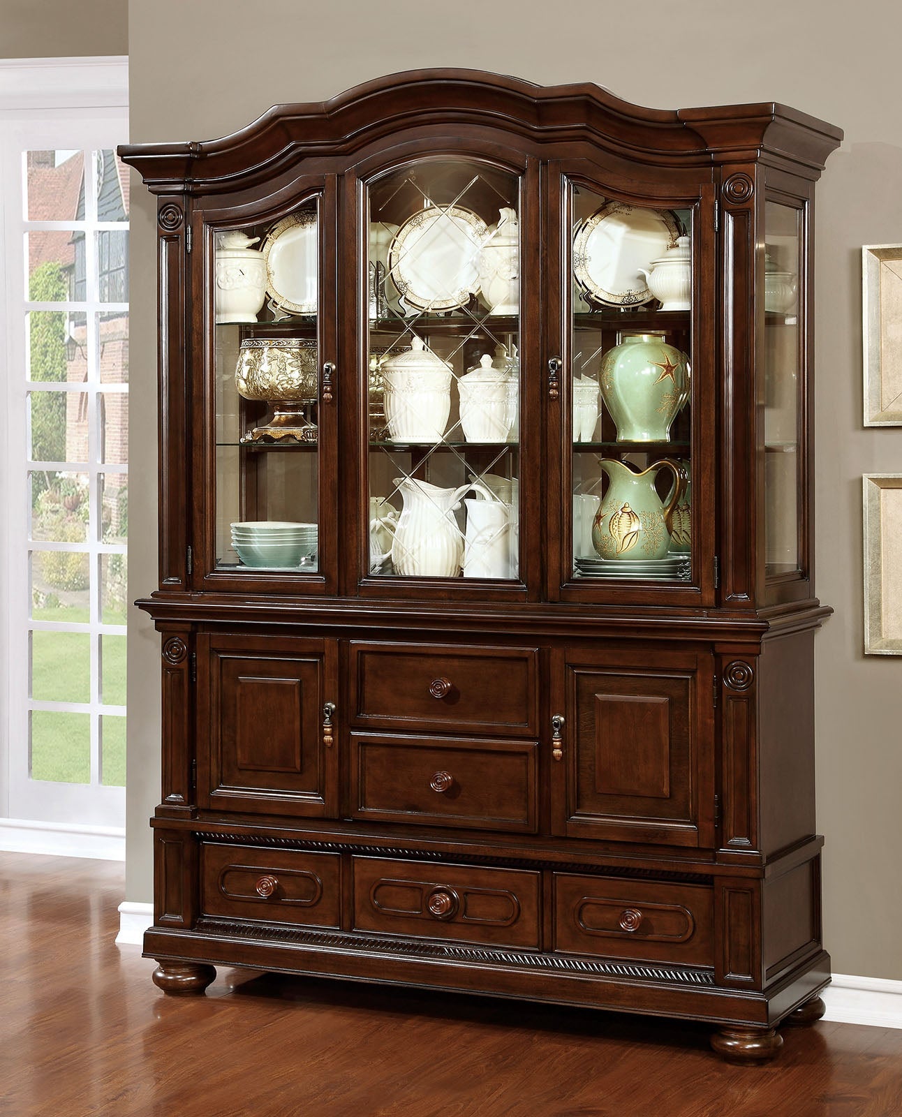 Alpena Brown Cherry Hutch & Buffet - ATL FURNITURE