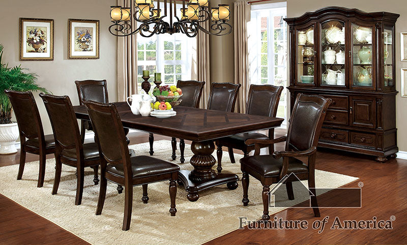Alpena Brown Cherry 9 Pc. Dining Table Set (2AC+6SC) - ATL FURNITURE