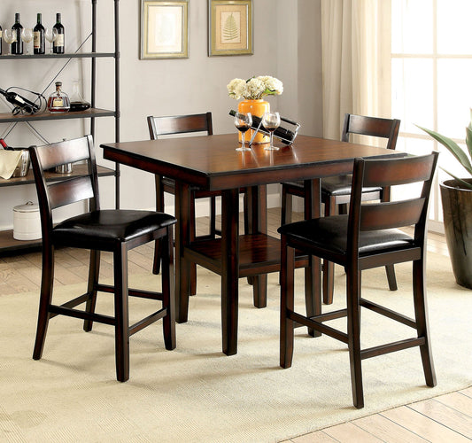 NORAH II Brown Cherry 5 Pc. Counter Ht. Table Set - ATL FURNITURE