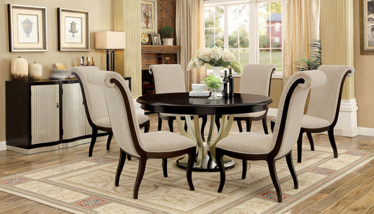 Ornette Espresso/Champagne 7 Pc. Dining Table Set - ATL FURNITURE