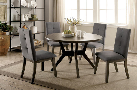 ABELONE Gray, Light Gray 5 Pc. Round Dining Table Set - ATL FURNITURE