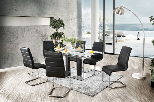 Richfield Black/Chrome 7 Pc. Dining Table Set - ATL FURNITURE