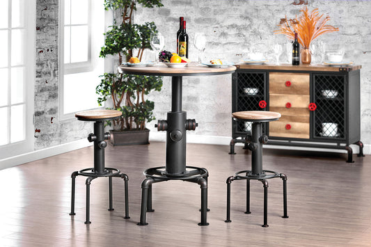 Foskey Antique Black 3 Pc. Bar Table Set - ATL FURNITURE