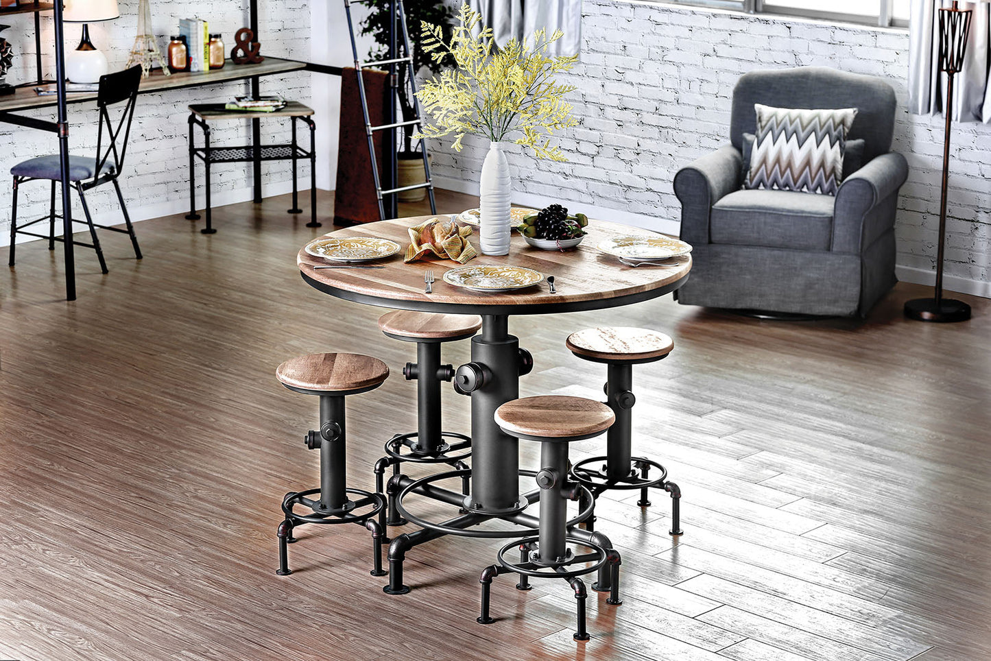 Foskey Antique Black Dining Table - ATL FURNITURE