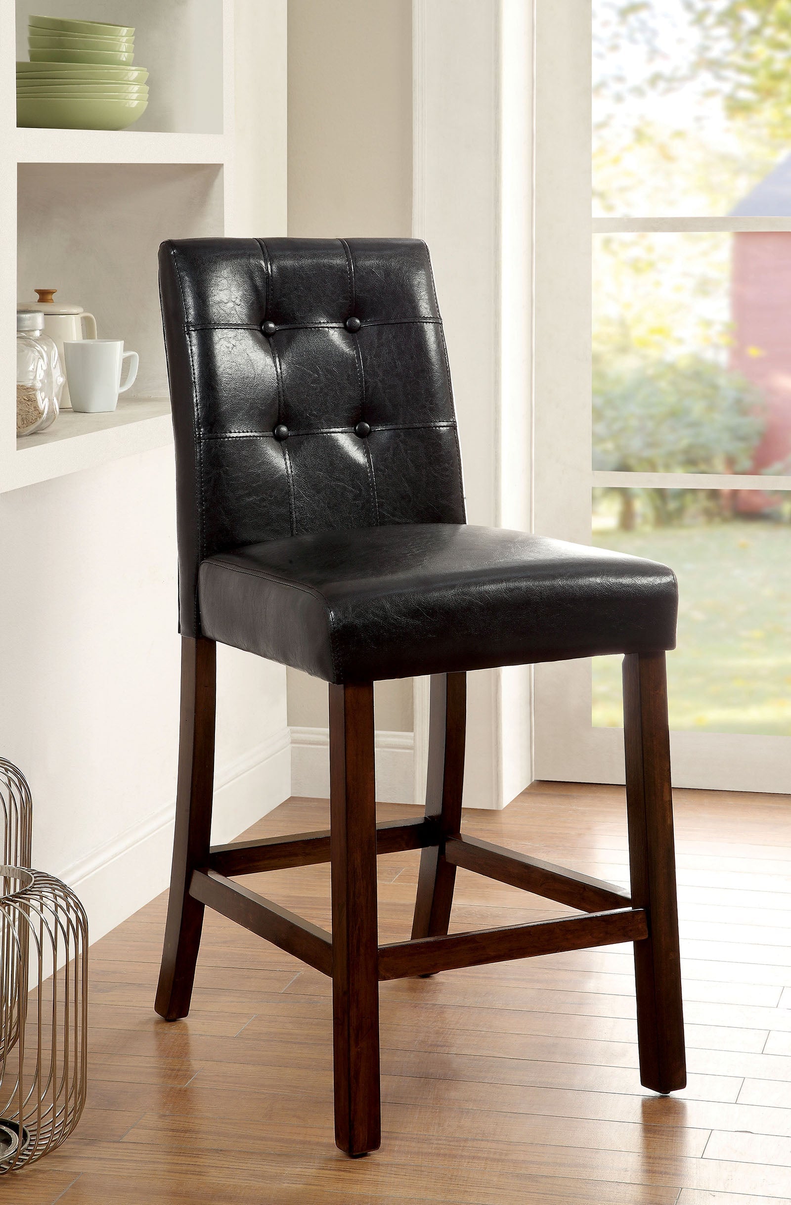 Marstone II Brown Cherry/Black Counter Ht. Chair (2/CTN) - ATL FURNITURE