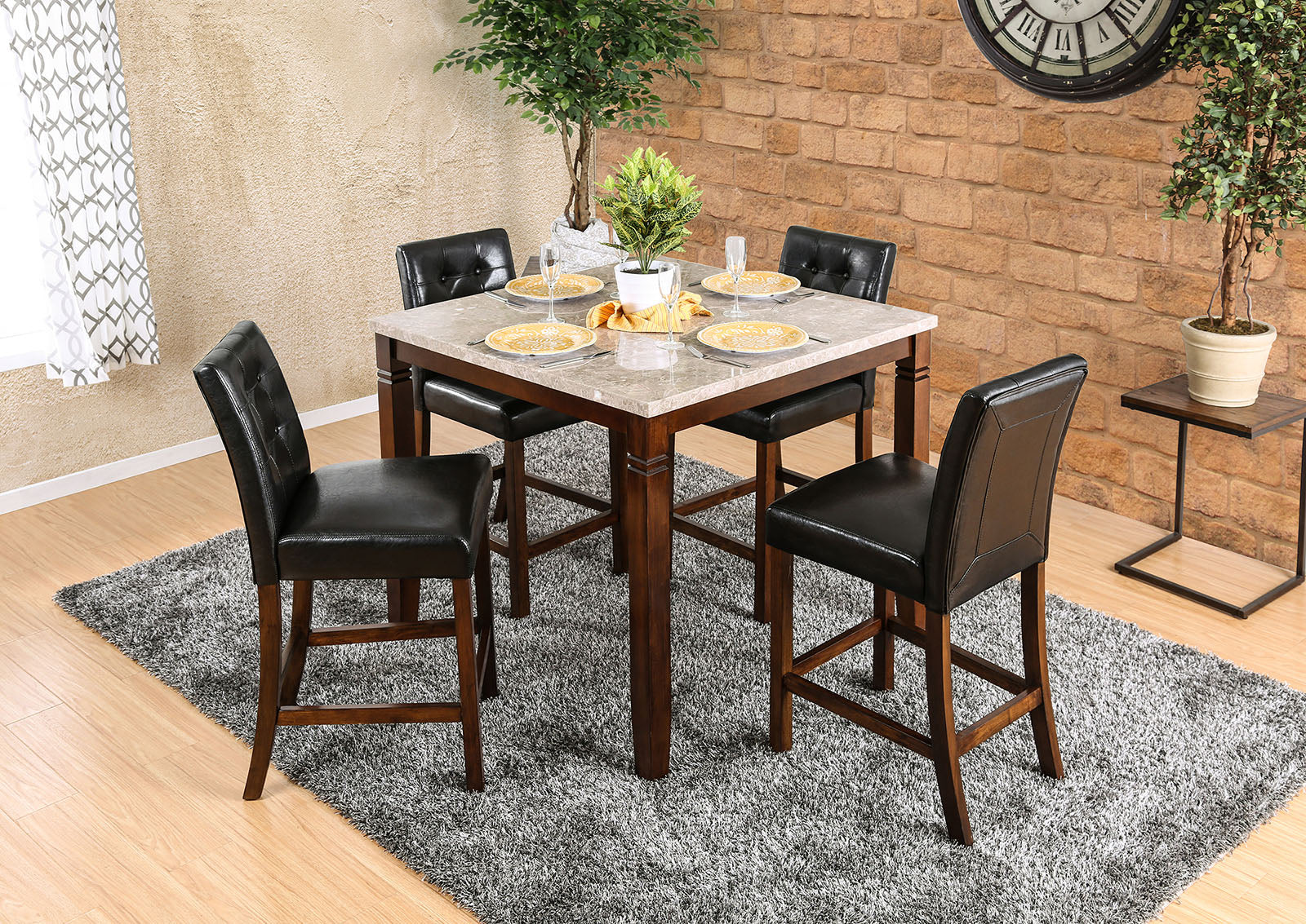 Marstone II Brown Cherry 5 Pc. Dining Table Set - ATL FURNITURE