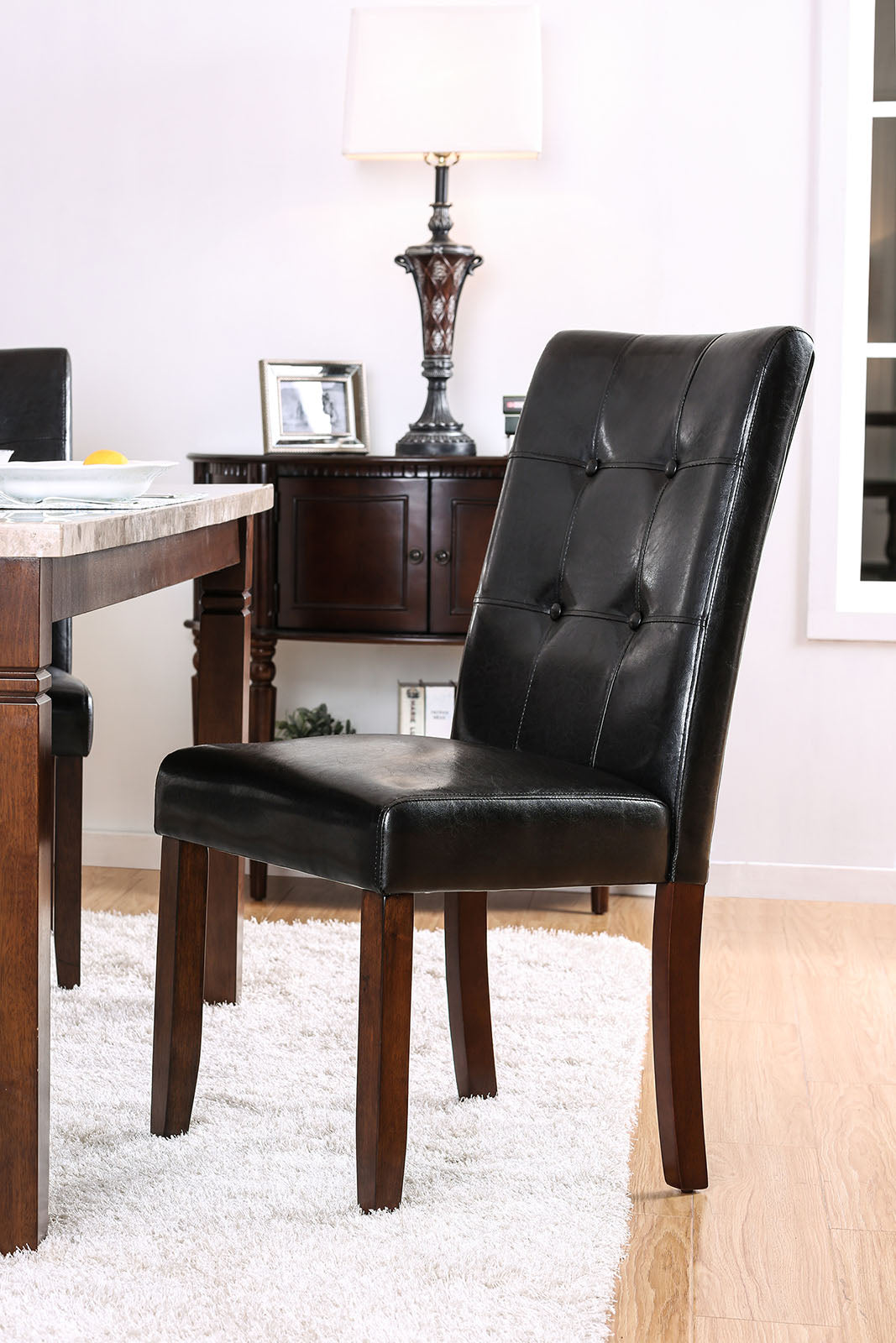 Marstone Brown Cherry/Black Side Chair (2/CTN) - ATL FURNITURE
