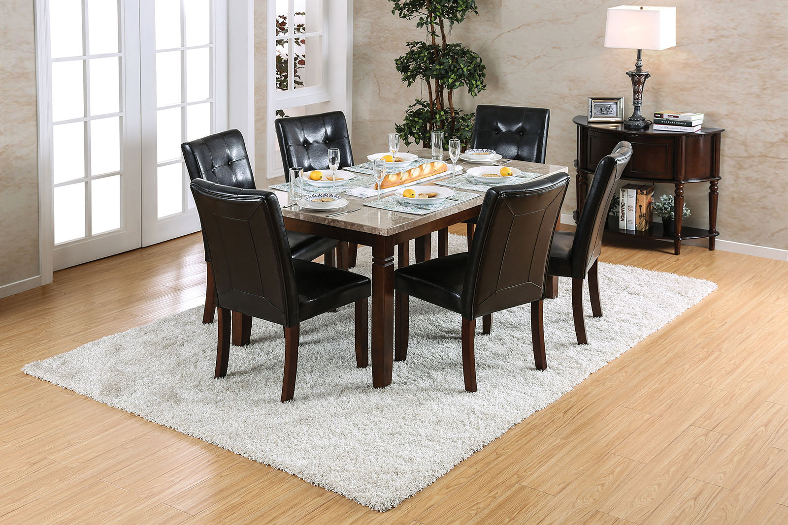 Marstone Brown Cherry/Black Dining Table - ATL FURNITURE