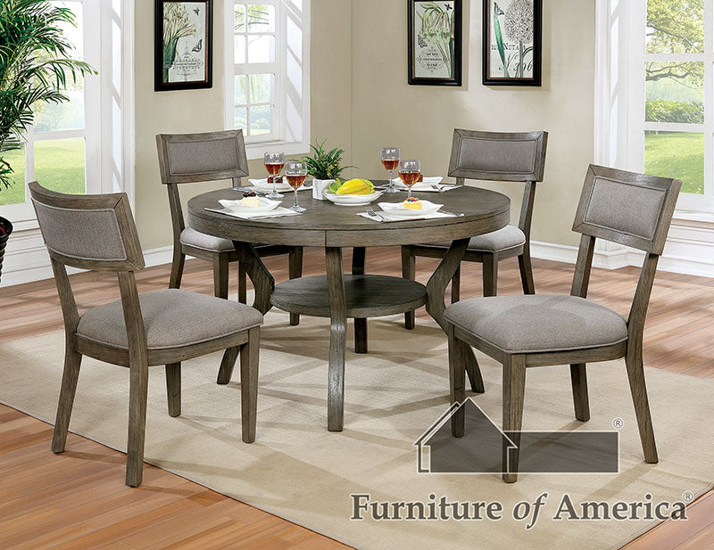 Leeds Gray 5 Pc. Round Dining Table Set - ATL FURNITURE