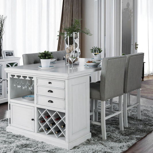 Sutton Antique White Counter Ht. Table - ATL FURNITURE