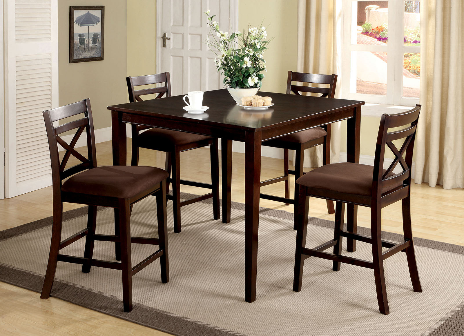 Weston I Espresso 5 Pc. Counter Ht. Table Set - ATL FURNITURE