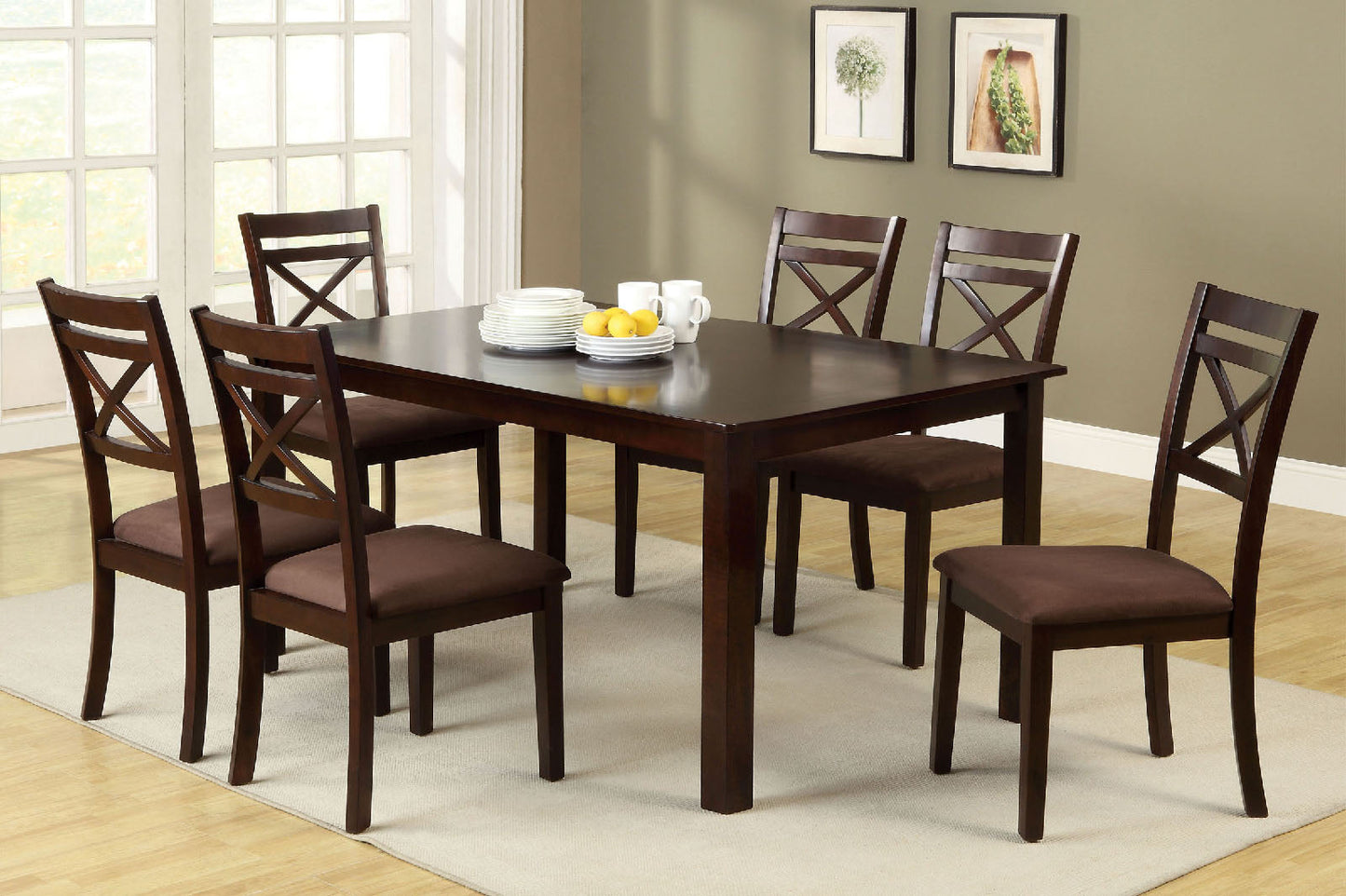 Weston II Espresso 7 Pc. Dining Table Set - ATL FURNITURE