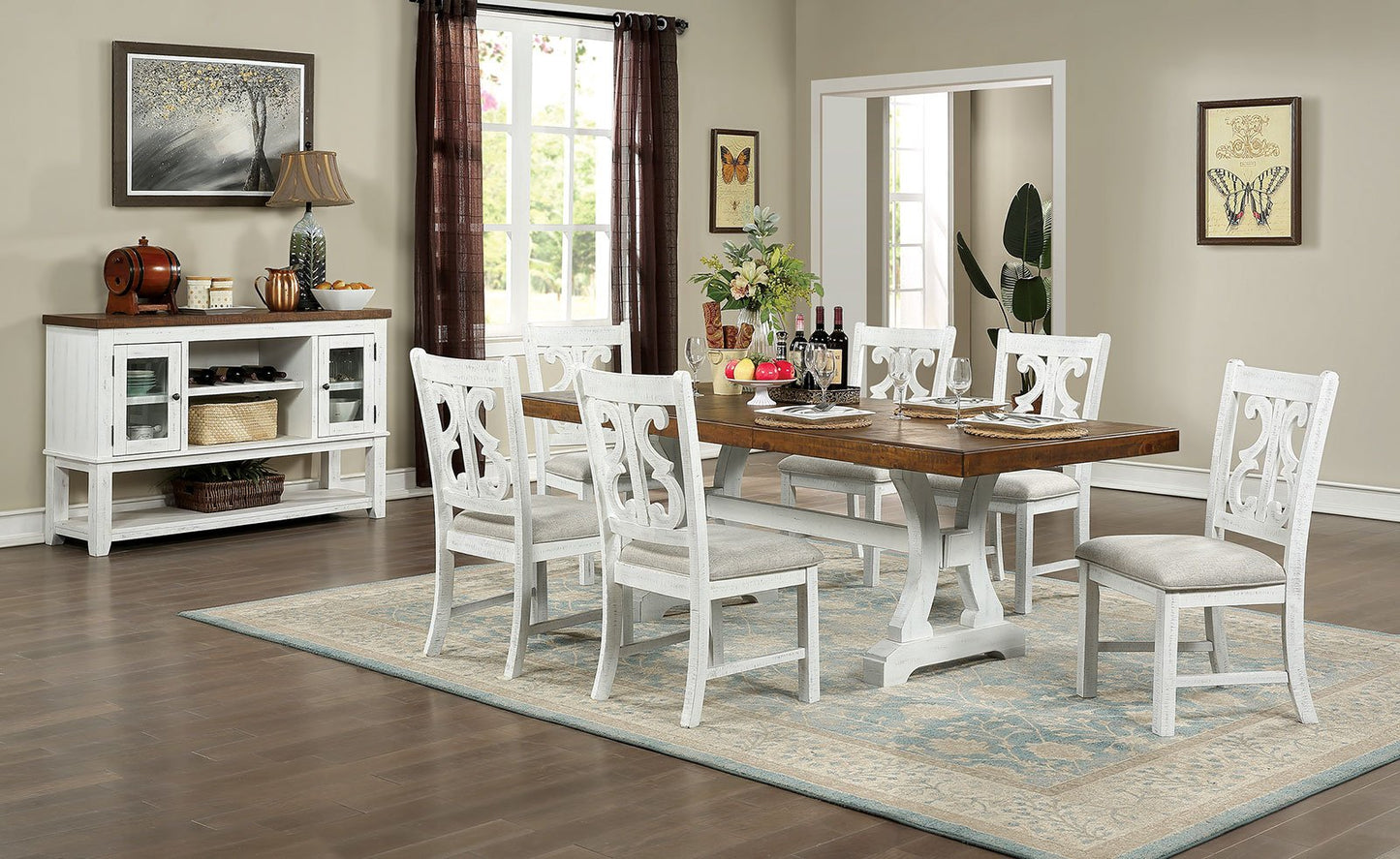 Auletta Transitional 7 Pc. Dining Table Set - ATL FURNITURE