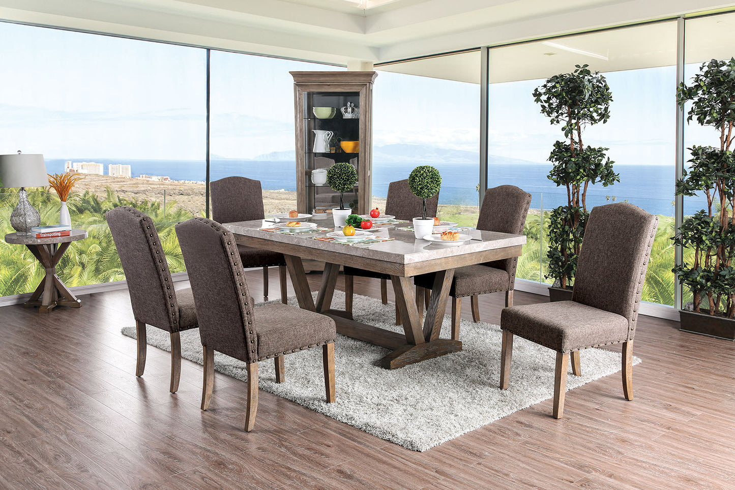 Bridgen Natural 7 Pc. Dining Table Set - ATL FURNITURE