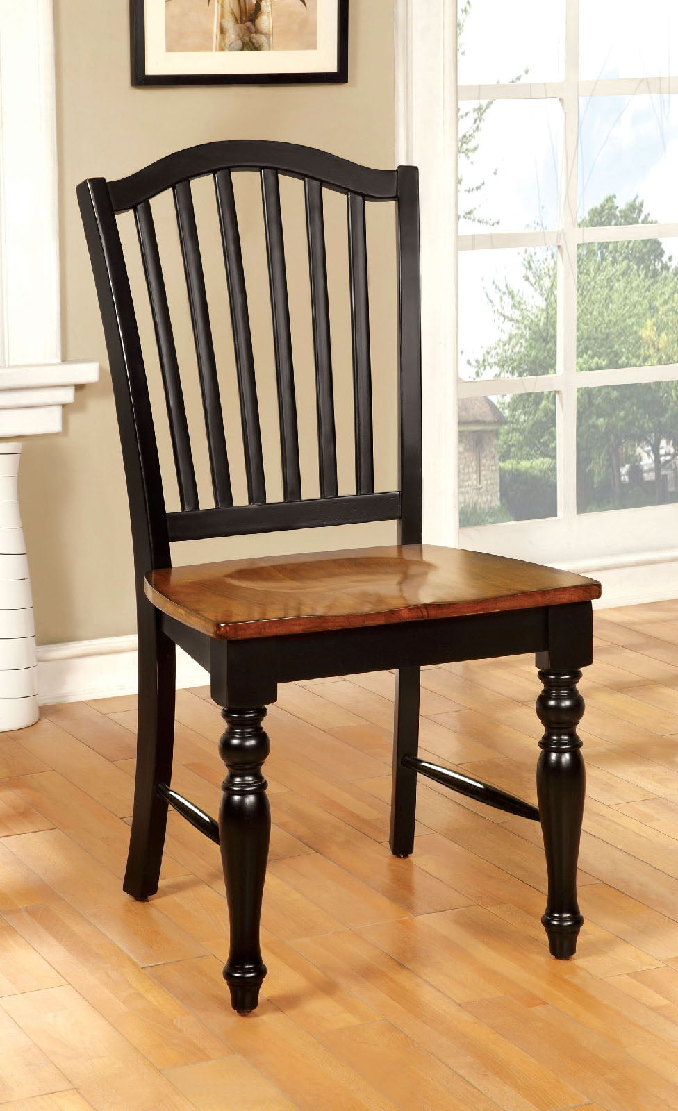 MAYVILLE Black/Antique Oak Side Chair (2/CTN) - ATL FURNITURE