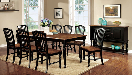 MAYVILLE Black/Antique Oak 7 Pc. Dining Table Set - ATL FURNITURE