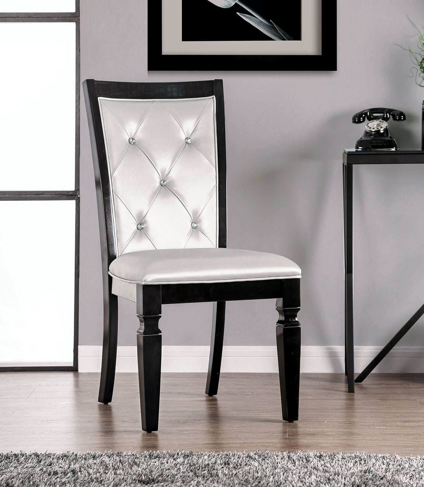 Alena Black/Silver Side Chair (2/CTN) - ATL FURNITURE
