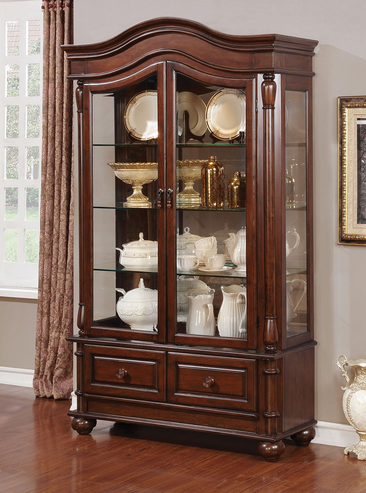 Sylvana Brown Cherry Hutch & Buffet - ATL FURNITURE