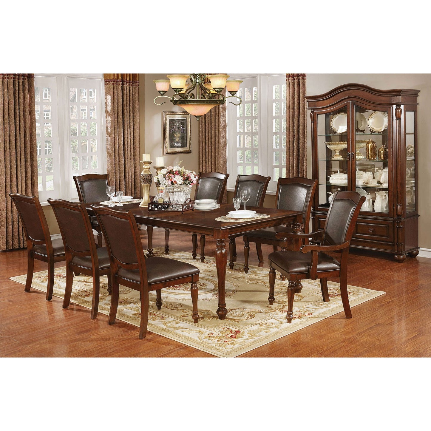 Sylvana Brown Cherry 7 Pc. Dining Table Set (2AC+4SC) - ATL FURNITURE