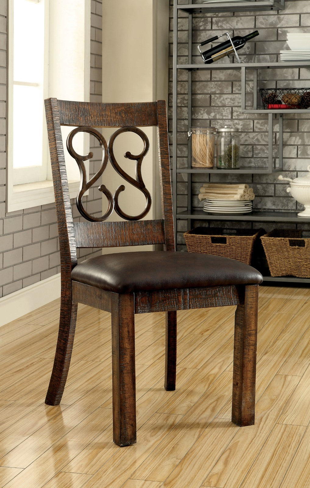 PAULINA Rustic Walnut/Espresso Side Chair (2/CTN) - ATL FURNITURE