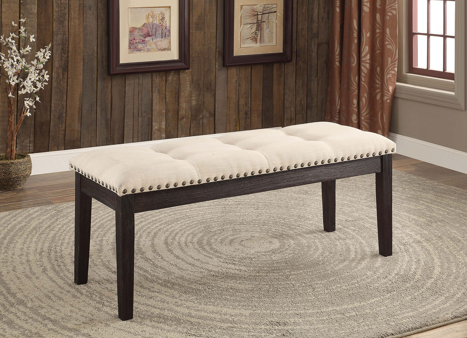 DODSON I Black/Beige Bench - ATL FURNITURE