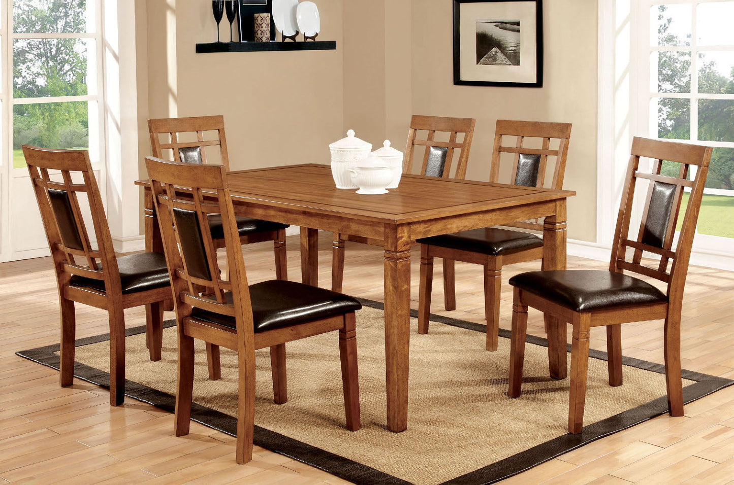 FREEMAN I Light Oak/Espresso Dining Table Set - ATL FURNITURE