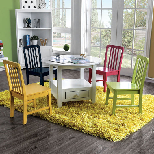 Casey White 5 Pc. Kids Round Table Set - ATL FURNITURE